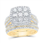 14K Yellow Gold Diamond Nke Cushion Single Halo Bridal Set 1 7/8 Cttw - Splendid Jewellery