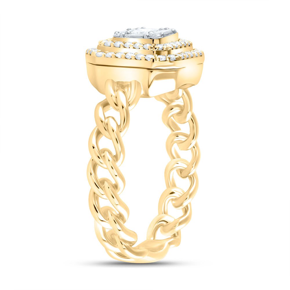14K Yellow Gold Diamond Octagon Designer Ring 1/2 Cttw - Splendid Jewellery