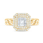 14K Yellow Gold Diamond Octagon Designer Ring 1/2 Cttw - Splendid Jewellery