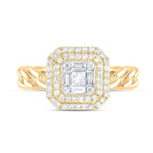 Load image into Gallery viewer, 14K Yellow Gold Diamond Octagon Designer Ring 1/2 Cttw - Splendid Jewellery
