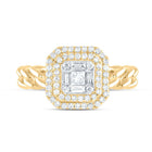 14K Yellow Gold Diamond Octagon Designer Ring 1/2 Cttw - Splendid Jewellery