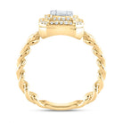 14K Yellow Gold Diamond Octagon Designer Ring 1/2 Cttw - Splendid Jewellery