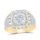 14K Yellow Gold Diamond Octagon Men's Ring 1 1/2 Cttw - Splendid Jewellery