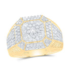14K Yellow Gold Diamond Octagon Men's Ring 1 1/3 Cttw - Splendid Jewellery