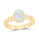 14K Yellow Gold Diamond Oval Designer Ring 1/3 Cttw - Splendid Jewellery