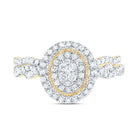 14K Yellow Gold Diamond Oval Double Halo Bridal Set 1/2 Cttw - Splendid Jewellery