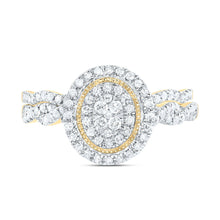 Load image into Gallery viewer, 14K Yellow Gold Diamond Oval Double Halo Bridal Set 1/2 Cttw - Splendid Jewellery