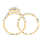 14K Yellow Gold Diamond Oval Double Halo Bridal Set 1/2 Cttw - Splendid Jewellery