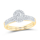 14K Yellow Gold Diamond Oval Double Halo Bridal Set 1/2 Cttw - Splendid Jewellery