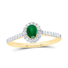 14K Yellow Gold Diamond Oval Emerald Gemstone Oval Ring 1/3 Cttw - Splendid Jewellery
