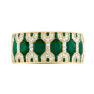 14K Yellow Gold Diamond Oval Emerald Gemstone Ring 1/3 Cttw - Splendid Jewellery
