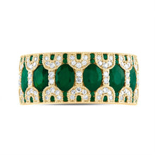 Load image into Gallery viewer, 14K Yellow Gold Diamond Oval Emerald Gemstone Ring 1/3 Cttw - Splendid Jewellery