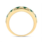 14K Yellow Gold Diamond Oval Emerald Gemstone Ring 1/3 Cttw - Splendid Jewellery