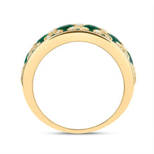Load image into Gallery viewer, 14K Yellow Gold Diamond Oval Emerald Gemstone Ring 1/3 Cttw - Splendid Jewellery