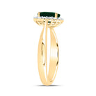14K Yellow Gold Diamond Oval Emerald Gemstone Ring 1/4 Cttw - Splendid Jewellery