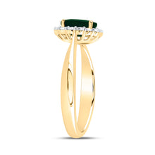 Load image into Gallery viewer, 14K Yellow Gold Diamond Oval Emerald Gemstone Ring 1/4 Cttw - Splendid Jewellery
