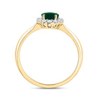 14K Yellow Gold Diamond Oval Emerald Gemstone Ring 1/4 Cttw - Splendid Jewellery