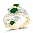 14K Yellow Gold Diamond Oval Emerald Gemstone Ring 5/8 Cttw - Splendid Jewellery