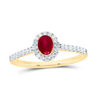 14K Yellow Gold Diamond Oval Ruby Gemstone Oval Ring 1/3 Cttw - Splendid Jewellery