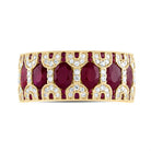 14K Yellow Gold Diamond Oval Ruby Gemstone Ring 1/3 Cttw - Splendid Jewellery