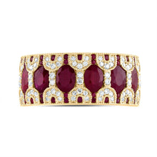 Load image into Gallery viewer, 14K Yellow Gold Diamond Oval Ruby Gemstone Ring 1/3 Cttw - Splendid Jewellery