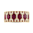 14K Yellow Gold Diamond Oval Ruby Gemstone Ring 1/3 Cttw - Splendid Jewellery