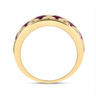 14K Yellow Gold Diamond Oval Ruby Gemstone Ring 1/3 Cttw - Splendid Jewellery