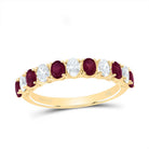 14K Yellow Gold Diamond Oval Ruby Gemstone Ring 3/8 Cttw - Splendid Jewellery