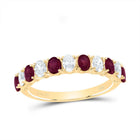 14K Yellow Gold Diamond Oval Ruby Gemstone Ring 3/8 Cttw - Splendid Jewellery