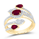 14K Yellow Gold Diamond Oval Ruby Gemstone Ring 5/8 Cttw - Splendid Jewellery