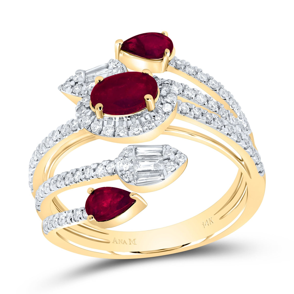 14K Yellow Gold Diamond Oval Ruby Gemstone Ring 5/8 Cttw - Splendid Jewellery