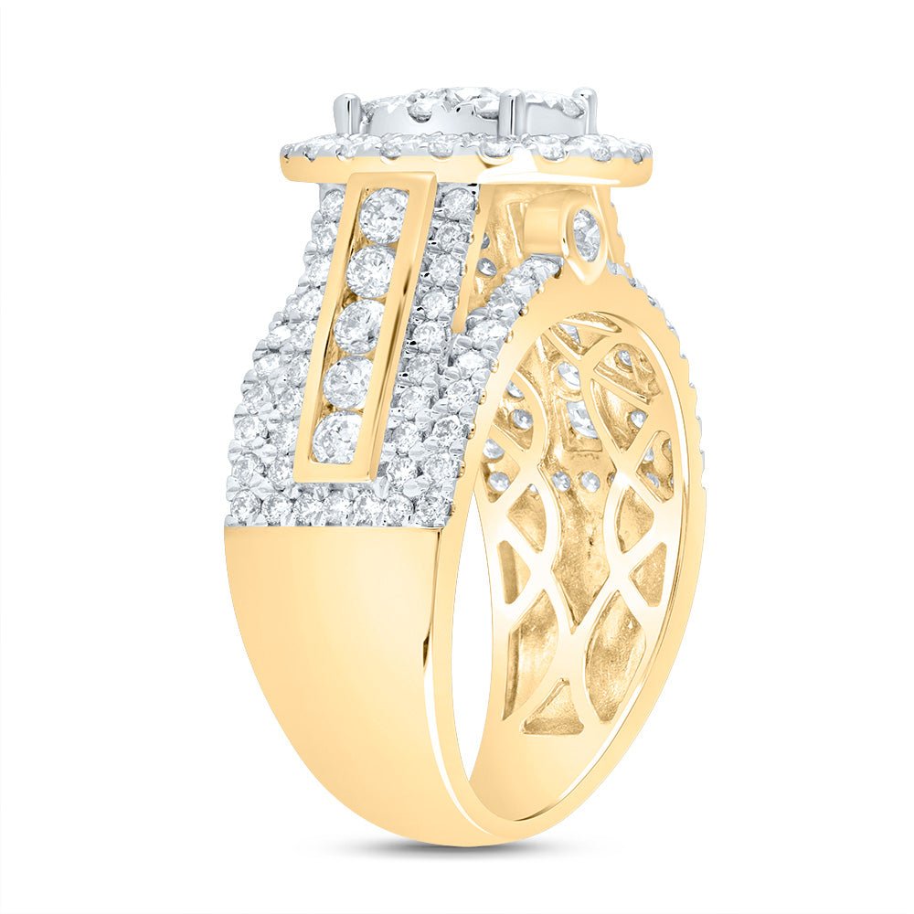 14K Yellow Gold Diamond Oval Single Halo Bridal Ring 1 3/4 Cttw - Splendid Jewellery