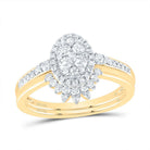 14K Yellow Gold Diamond Oval Single Halo Bridal Set 1/2 Cttw - Splendid Jewellery