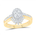 14K Yellow Gold Diamond Oval Single Halo Bridal Set 1/2 Cttw - Splendid Jewellery