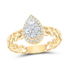 14K Yellow Gold Diamond Pear Designer Ring 1/2 Cttw - Splendid Jewellery