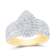 Load image into Gallery viewer, 14K Yellow Gold Diamond Pear Double Halo Bridal Ring 1 3/8 Cttw - Splendid Jewellery