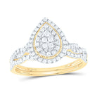14K Yellow Gold Diamond Pear Double Halo Bridal Set 1/2 Cttw - Splendid Jewellery
