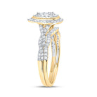 14K Yellow Gold Diamond Pear Double Halo Bridal Set 1/2 Cttw - Splendid Jewellery