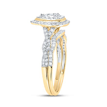 Load image into Gallery viewer, 14K Yellow Gold Diamond Pear Double Halo Bridal Set 1/2 Cttw - Splendid Jewellery