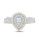 14K Yellow Gold Diamond Pear Double Halo Bridal Set 1/2 Cttw - Splendid Jewellery