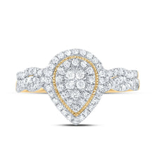 Load image into Gallery viewer, 14K Yellow Gold Diamond Pear Double Halo Bridal Set 1/2 Cttw - Splendid Jewellery