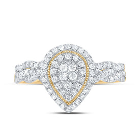 14K Yellow Gold Diamond Pear Double Halo Bridal Set 1/2 Cttw - Splendid Jewellery