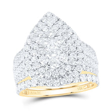 Load image into Gallery viewer, 14K Yellow Gold Diamond Pear Double Halo Bridal Set 3 Cttw - Splendid Jewellery