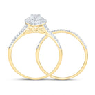 14K Yellow Gold Diamond Pear Double Halo Bridal Set 3/8 Cttw - Splendid Jewellery
