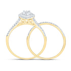 14K Yellow Gold Diamond Pear Double Halo Bridal Set 3/8 Cttw - Splendid Jewellery