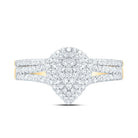 14K Yellow Gold Diamond Pear Double Halo Bridal Set 3/8 Cttw - Splendid Jewellery