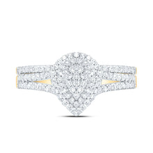 Load image into Gallery viewer, 14K Yellow Gold Diamond Pear Double Halo Bridal Set 3/8 Cttw - Splendid Jewellery