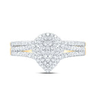 14K Yellow Gold Diamond Pear Double Halo Bridal Set 3/8 Cttw - Splendid Jewellery