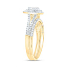 14K Yellow Gold Diamond Pear Double Halo Bridal Set 3/8 Cttw - Splendid Jewellery