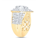 14K Yellow Gold Diamond Pear Double Halo Fashion Bridal Ring 3 Cttw - Splendid Jewellery
